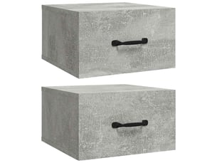 Lot de 2 tables de chevet - cabinet de chevet - table de nuit murales gris béton 35x35x20 cm