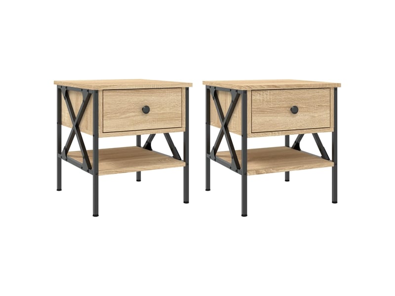  Lot de 2 tables de chevet - cabinet de chevet - table de nuit chêne sonoma 40x42x45 cm bois ingénierie  - Conforama A