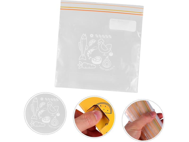  Lot de 50 petits sacs de conservation transparents et refermables. Idéaux pour conserver les fruits, les en-cas et les légumes. (18 x 19 cm)  - Conforama B
