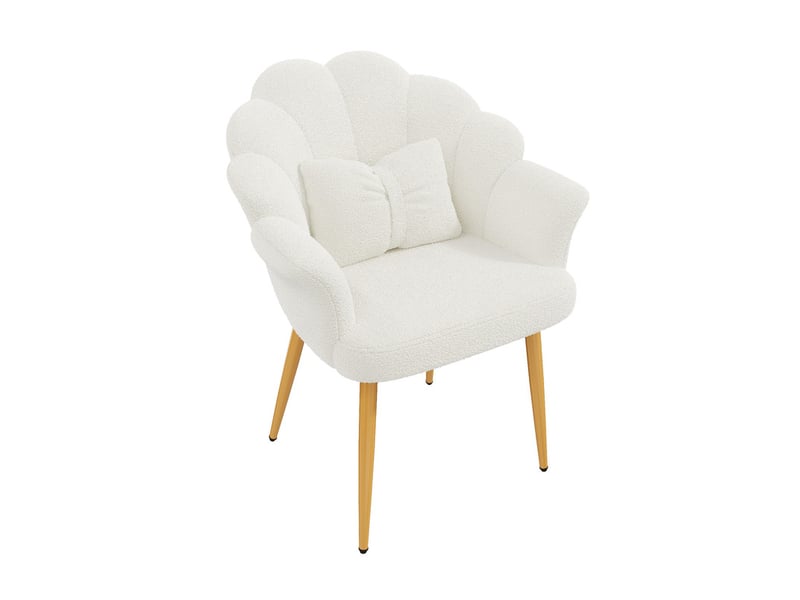  Lot de 2 fauteuils modernes – rembourrés – pieds en métal doré – dossier en forme d'arc – blanc  - Conforama D