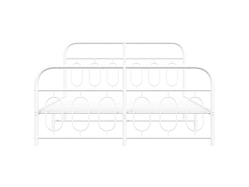 Lit double- lit adulte -  cadre de lit métal sans matelas et pied de lit blanc 135x190 cm  - Conforama C