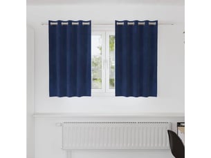 Lot de 2 rideaux, rideaux de fenêtre bleu foncé 140 x 140 cm velours cf43987