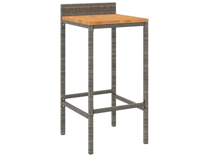  Lot de 4 tabouret de bar, chaise de bar gris résine tressée et bois d'acacia shl2146  - Conforama C