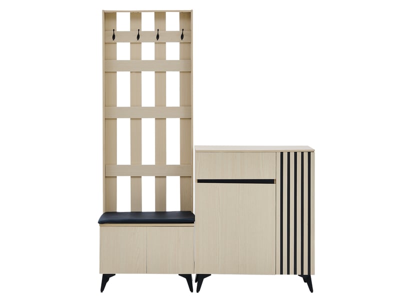  Portemanteau avec banc et rangement en mdf clair  - Conforama R
