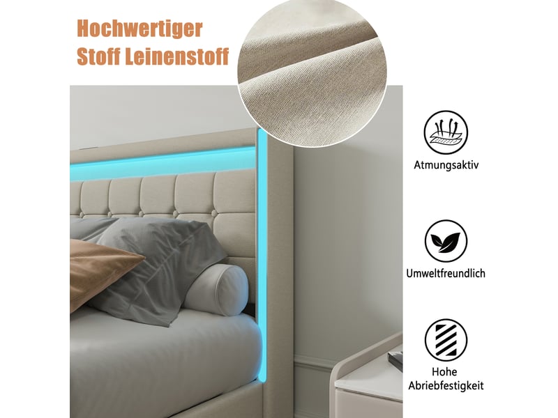  Lit 2 places 160x200 cm coloris beige  - Conforama D