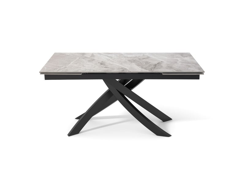 Table extensible 180 à 260 cm céramique gris marbré laqué pied entrecroisé - dakota 11 - Conforama E