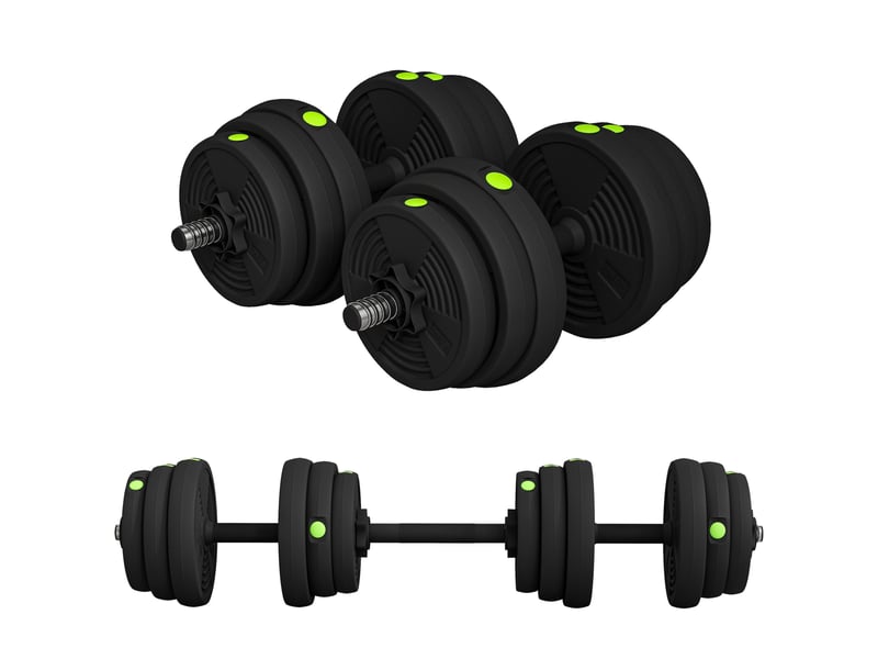  Haltères réglables 2 en 1 de 25 kg avec barres de connexion et poignées antidérapantes pour salle de sport à domicile, noires  - Conforama B
