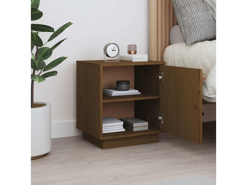  Table de chevet - cabinet de chevet - table de nuit marron miel 40x34x45 cm bois de pin massif  - Conforama B