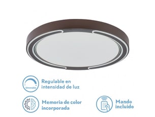 Plafonnier led fabrilamp asher marron 72 w 5616 lm 3000-4000-6500 k télécommande 6x50x50 cm