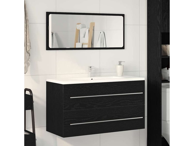  Cabinet de lavabo，meubles de salle de bains sans lavabo  chêne noir 90 x 45 x 1.5 cm bois d'ingénierie cf64784  - Conforama B