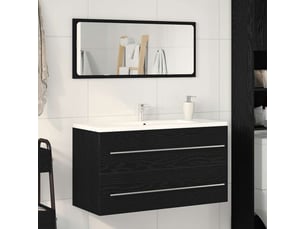 Cabinet de lavabo,meubles de salle de bains sans lavabo chêne noir 90 x 45 x 1.5 cm bois d'ingénierie cf64784