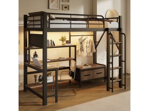 Lit mezzanine 90x200 cm <strong>STILVORA</strong> <strong></strong> coloris noir