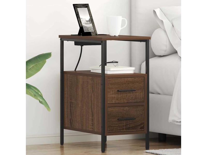 Table de chevet avec tiroir 2 pièces chêne brun 30 x 48 x 61 cm - Conforama B