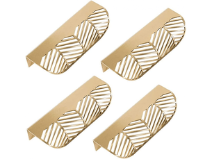 Poignées d'armoire dorées, poignées d'armoire en forme de feuille, poignées de meubles en laiton doré