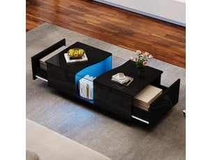 Table basse rectangulaire coloris noir MAISENTIEL  - 50 cmx100 cm