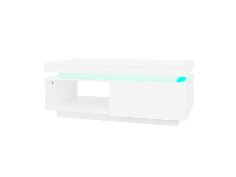  Ensemble meuble tv mural et table basse 181 x 38 x 38 cm – blanc – éclairage led bluetooth et rangement  - Conforama D