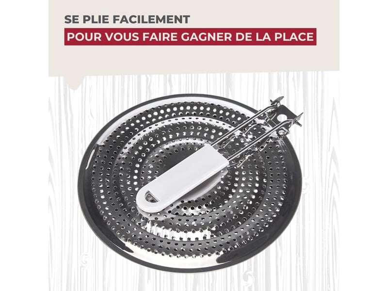 Ensemble de diffuseurs de chaleur pour cuisinière à gaz 2 pièces - acier inoxydable - 20,5 cm - manique pliable en acier inoxydable - Conforama D