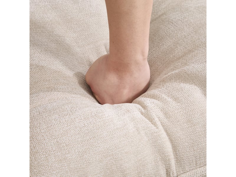 Pouf de salon - ottoman en polyester beige, 76 x 69 x 46 cm, modulable, pour salon, tissu polyester résistant : ce vêtement - Conforama W