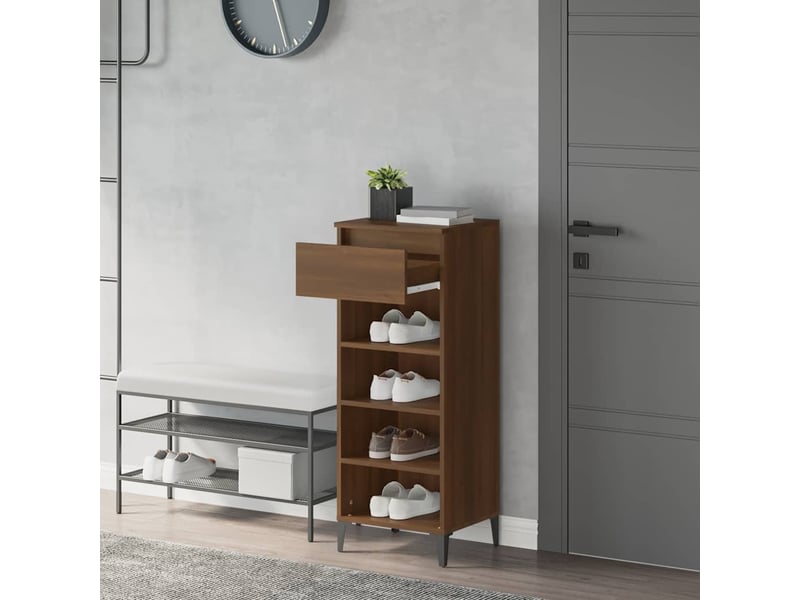  Meuble à chaussures, étagère à chaussures chêne marron 40x36x105 cm bois ingénierie  - Conforama C