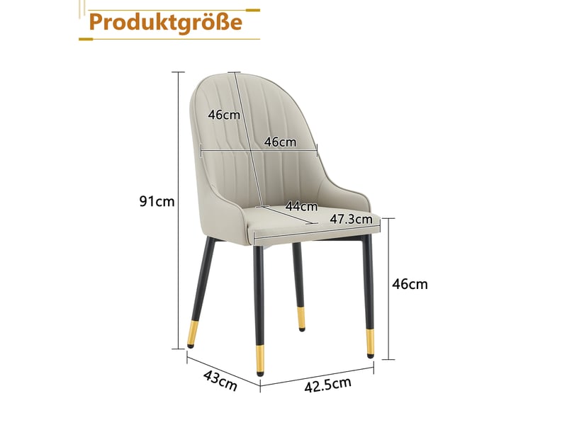  Lot de 2 chaises de salle à manger,similicuir pu,gris chaud et noir  - Conforama C