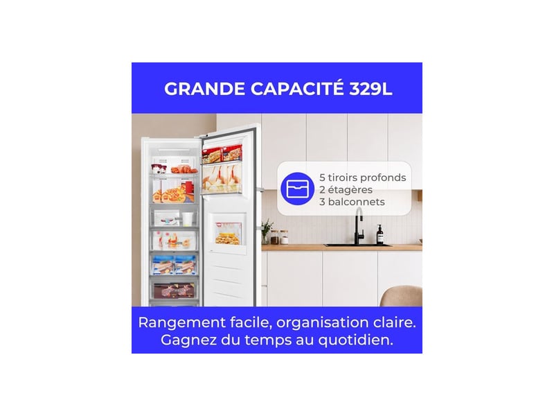  Congelateur vertical 329 l total no frost classe d blanc CECUF300NFWD - Conforama E