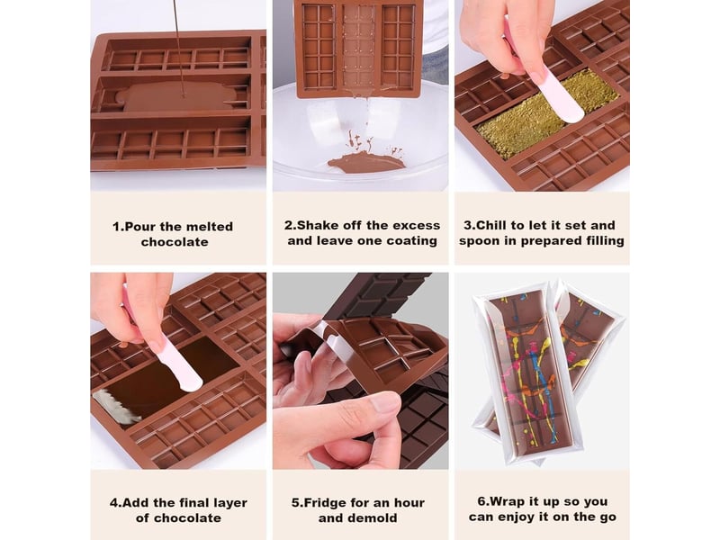  Ensemble de deux ustensiles de pâtisserie résistants à la chaleur moules à chocolat en silicone alimentaire 2 moules + 100 sachets opp + 1 raclette  - Conforama C