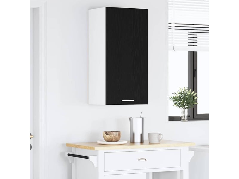  Meuble de rangement cuisine, armoire suspendue chêne noir et blanc 40x31x80cm  - Conforama D