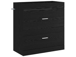 Meuble sous lavabo de salle de bain, commode chêne noir shl9817