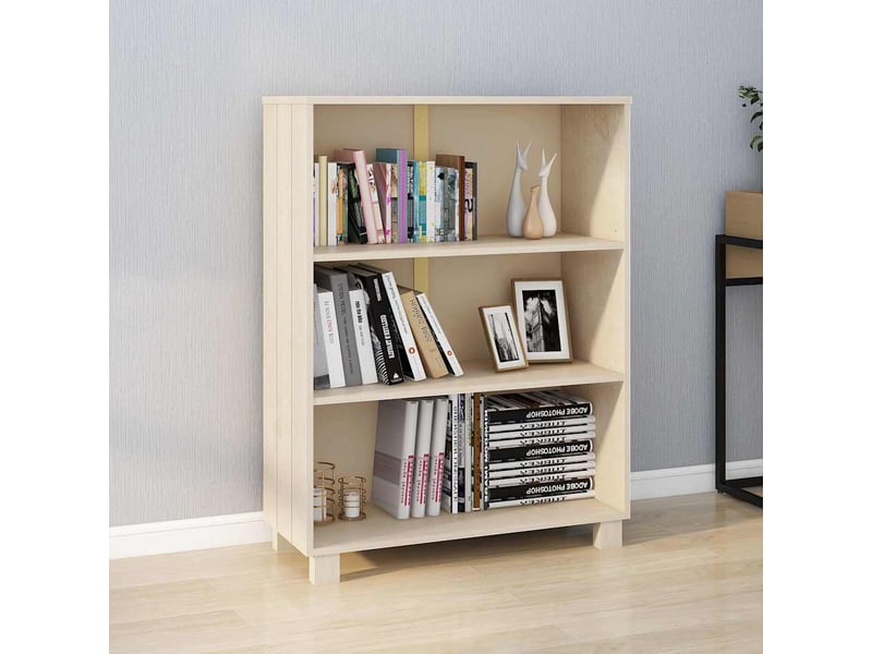  Bibliothèque, meuble de rangement salon hamar marron miel 85x35x112 cm bois de pin massif  - Conforama B
