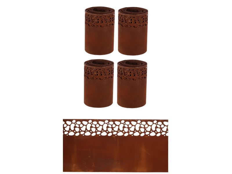 Lot de 4 bordures de 4,8m soit 19,2 mètres linéaires de bordures mouchées rouillées - métal marron - 1920 x h 20 cm - Conforama A
