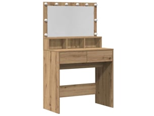 Coiffeuse 0 tiroir(s) Miroir Led avec 0 tabouret(s) inclu(s)  <strong></strong> <strong></strong>  coloris bois clair