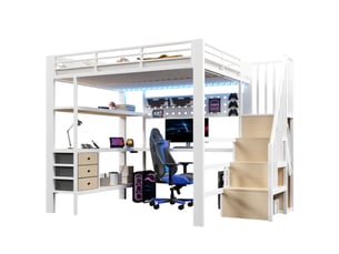 Lit mezzanine 140x200 cm <strong></strong>  <strong>Qualité haut de gamme</strong> coloris blanc