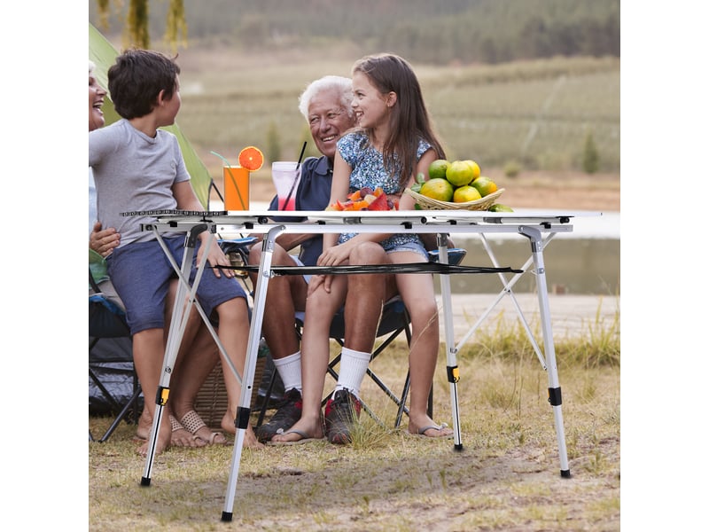Table de jardin, table pliante table de camping aluminium gris 120x70x73cm - Conforama D