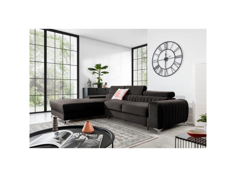  Canapé d'angle gauche gris foncé convertible 3 places jayson design contemporain  - Conforama E