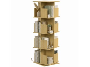 Bibliothèque rotative 360° à 4 niveaux 39 x 39 x 128,3 cm chêne