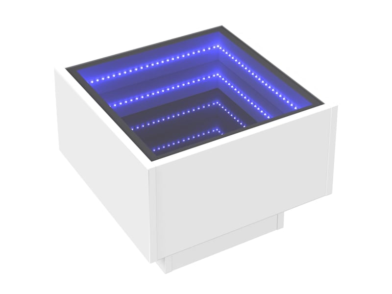  Table de chevet - cabinet de chevet - table de nuit avec led infini blanc 40x40x30 cm  - Conforama B