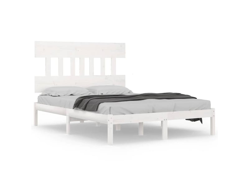  Lit double- lit adulte -  cadre de lit sans matelas blanc 140x190 cm bois massif  - Conforama A