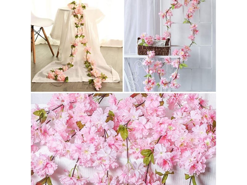  180 cm fleur de cerisier,fleurs cerisier artificielles guirlande rotin suspendus de soie vigne pour partie mariage,maison jardin décoration,rose  - Conforama D