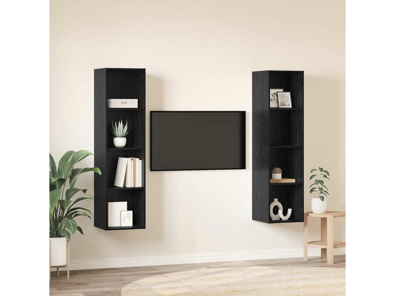  Ensemble meuble tv - banc tv - meuble de rangement 2 pcs noir bois d'ingénierie  - Conforama D