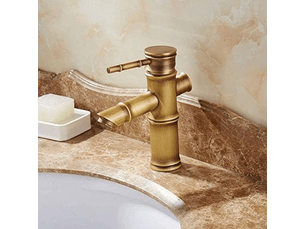 Robinet de salle de bain en bambou antique, robinet à poignée unique en laiton, robinet de lavabo en bambou, profil bas
