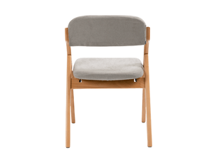 Lot de 2 chaises de salle à manger pliantes en bois massif et tissu gris