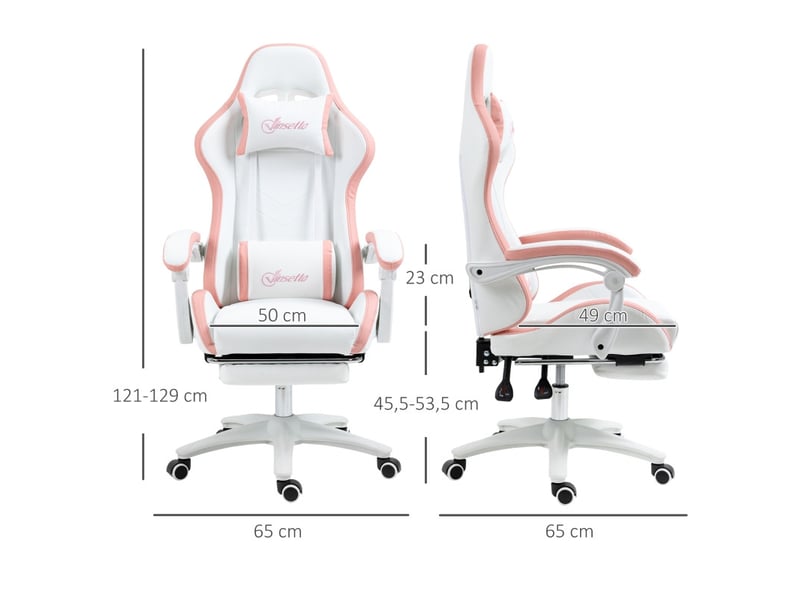  Chaise gaming celac inclinable ergonomique blanc rose  - Conforama C