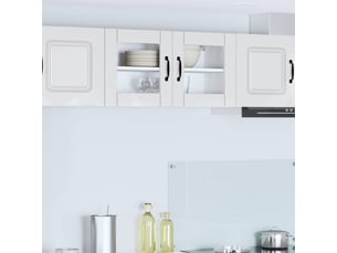 Meuble mural de cuisine, cabinet en verre mural blanc brillant 80x31x40cm shl2939