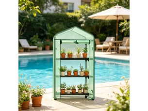 Petite serre de jardin sur roulettes, serre tunnel en polyéthylène, extérieure, compacte
