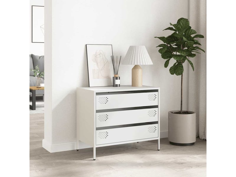  Buffet - bahut - meuble de rangement blanc 68x39x58,5 cm acier laminé à froid  - Conforama C