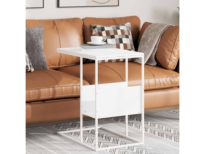  Table d'appoint | bout de canapé table basse blanc 55x36x59,5 cm bois d'ingénierie shl9817  - Conforama B