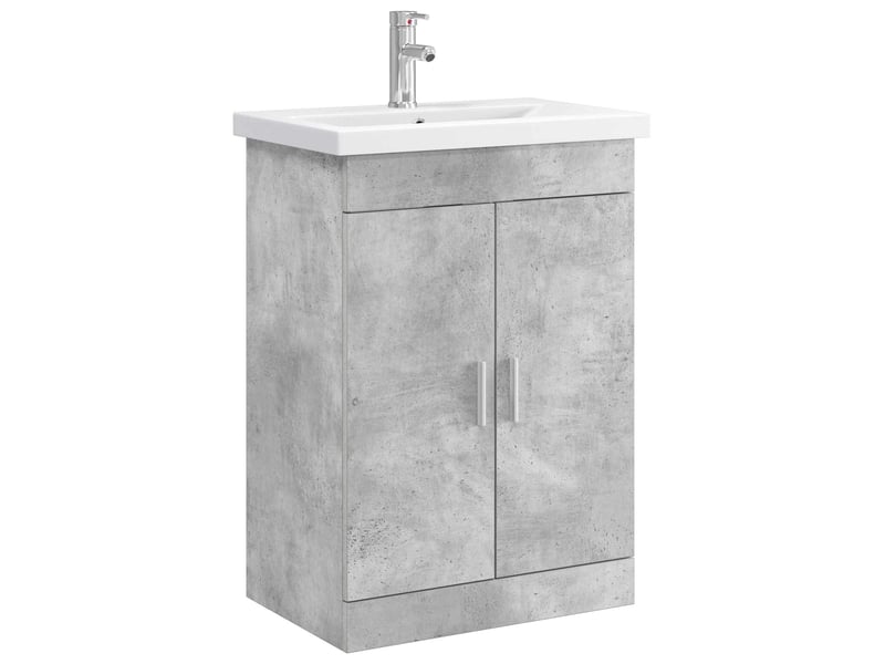  Ensemble de mobilier de salle de bain gris béton shl5490  - Conforama A