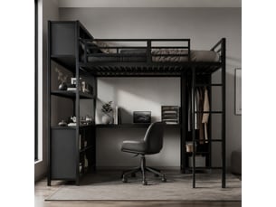 Lit mezzanine 140x200 cm <strong>STILVORA</strong> <strong></strong> coloris noir