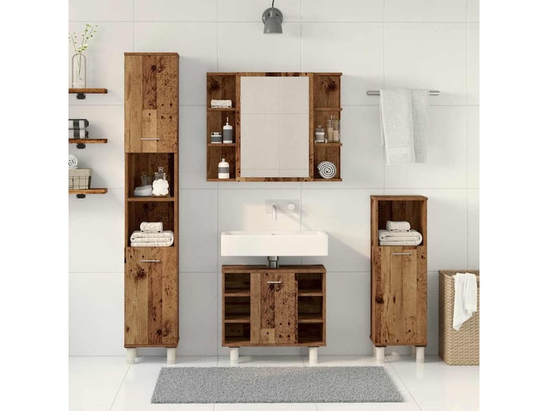  Ensemble de meubles salle de bain 4 pcs bois d'ingénierie cf63966  - Conforama C