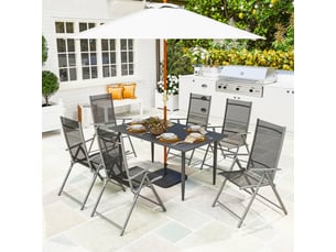 Table de jardin rectangulaire en acier 150x90 cm avec trou pour parasol couleur noire